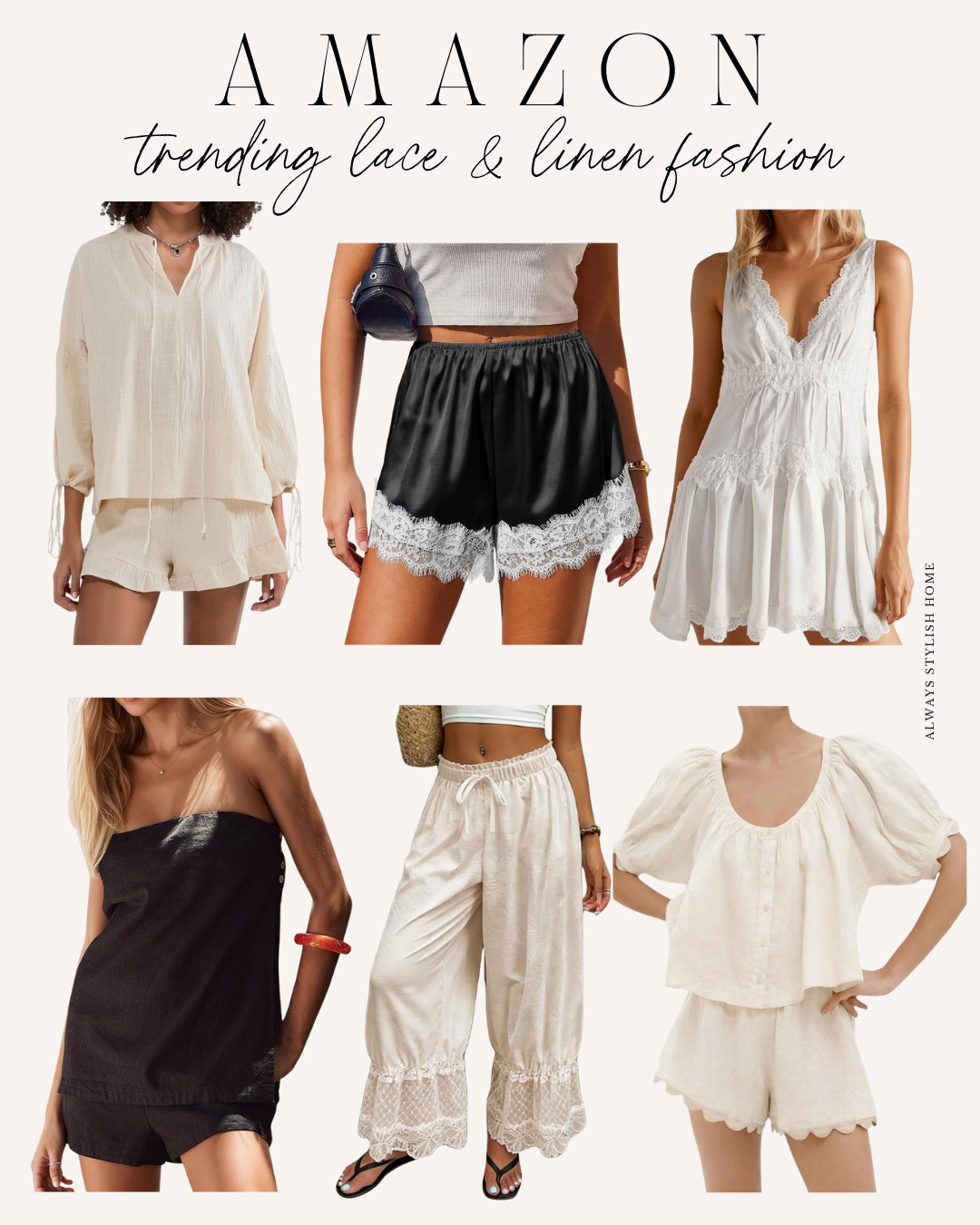 amazon lace and linen fashion finds, amazon summer fashion, fashion trends, lace shorts, linen outfits, linen matching set, lace trim shorts, amazon style 

 #LTKgrwm #LTKootd #LTKSeasonal