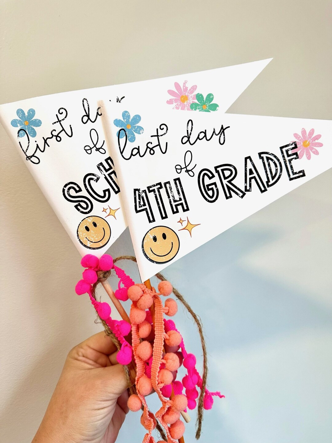 Printable First Day of School Pennant Flag Printable Last Day of School Flag Back to School Sign ... | Etsy (US)