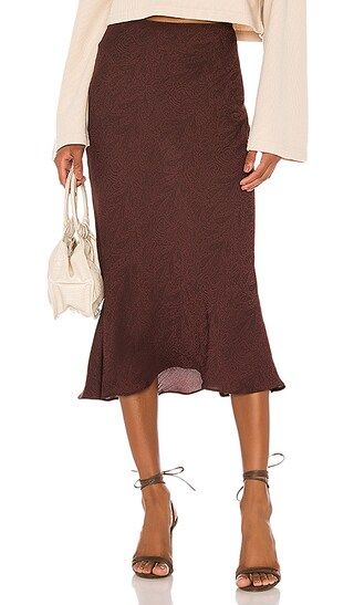 L'Academie The Jeune Midi Skirt in Burgundy from Revolve.com | Revolve Clothing (Global)