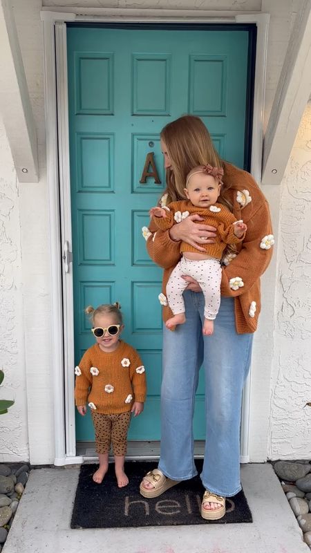 Women’s sweater runs TTS. Kids sweaters run big, toddler wearing size 18-24 months at 2 years old, baby wearing size 0-3 months at 7 months old. 

Matching flower sweaters, matching family, flower sweater, toddler outfits, baby outfits, family picture outfit

#LTKkids #LTKbump #LTKbaby