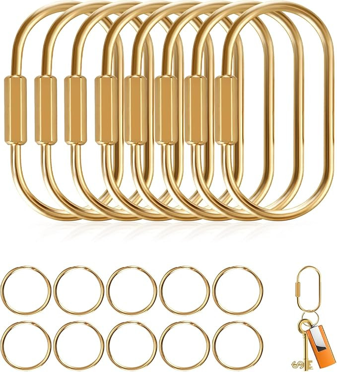 Brass Key Rings Bulk, Key Chain Organizer Holder for Men Women with Secure Screw Locking (8 Pack) | Amazon (US)