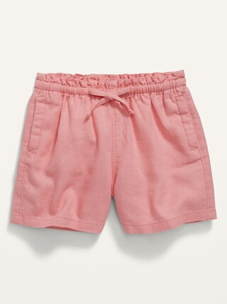 Paperbag-Waist Linen-Blend Pull-On Shorts for Toddler Girls | Old Navy (US)