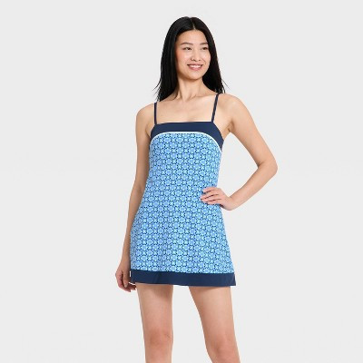 Women's Everyday Soft Active Court Dress - All In Motion™ Blue Floral Print M | Target
