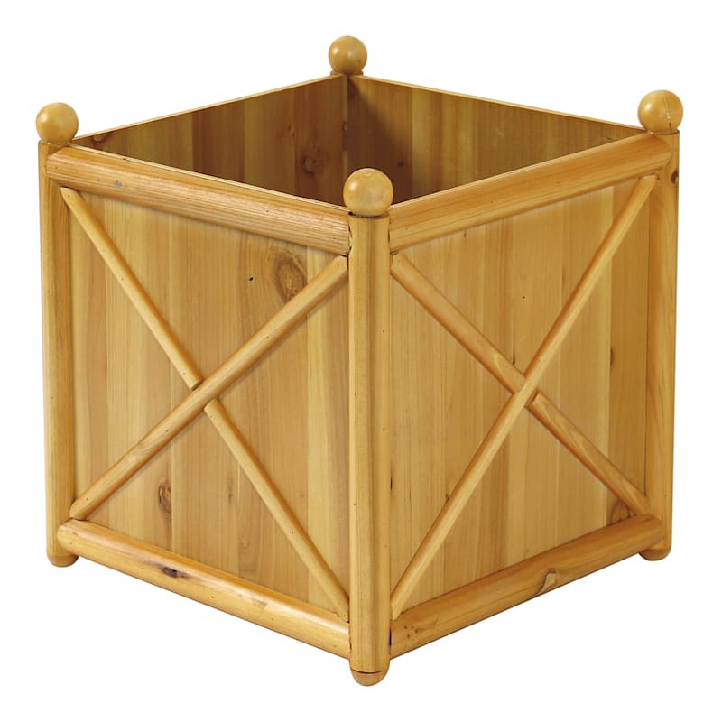 Providence Natural Wood Square Planter, Medium | At Home