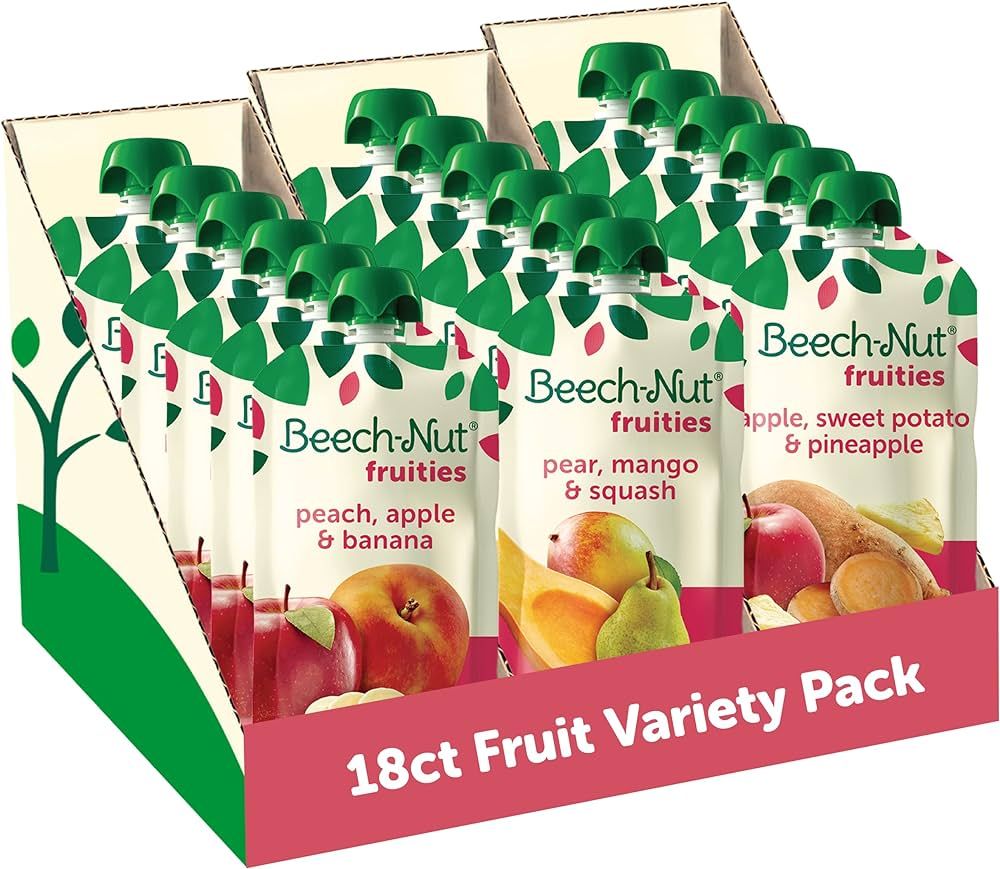Beech-Nut Baby Food Pouches Variety Pack, Fruit Purees, 3.5 oz (18 Pack) | Amazon (US)