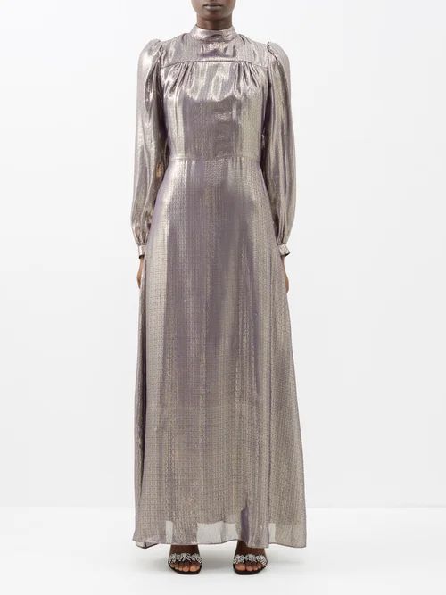 Bella Freud - Angelica Silk-blend Lamé Dress - Womens - Silver | Matches (US)