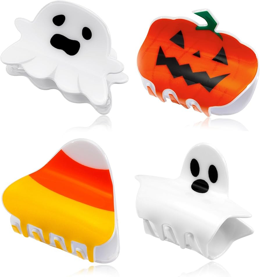 Halloween HairClaw Clips Halloween Pumpkin Ghost Candy Corn Charm Hair Clips for Women Girls Fest... | Amazon (US)