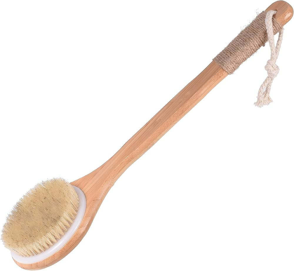 Chikoni Dry Bath Body Brush Back Scrubber with Anti-Slip Long Wooden Handle, Natural Bristles Bod... | Amazon (US)