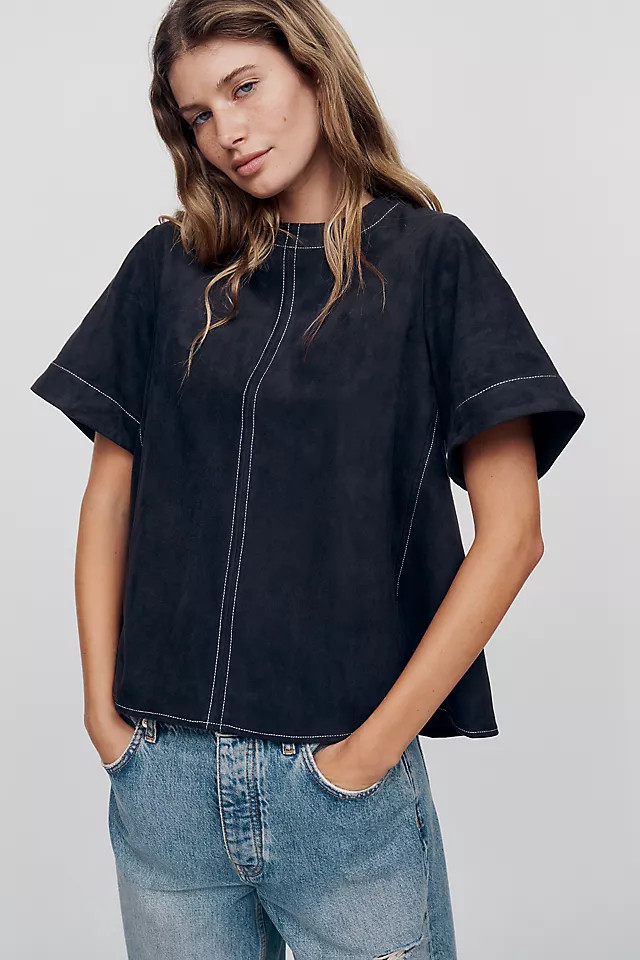 Emmy Faux-Suede Swing Blouse by Maeve | Anthropologie (US)