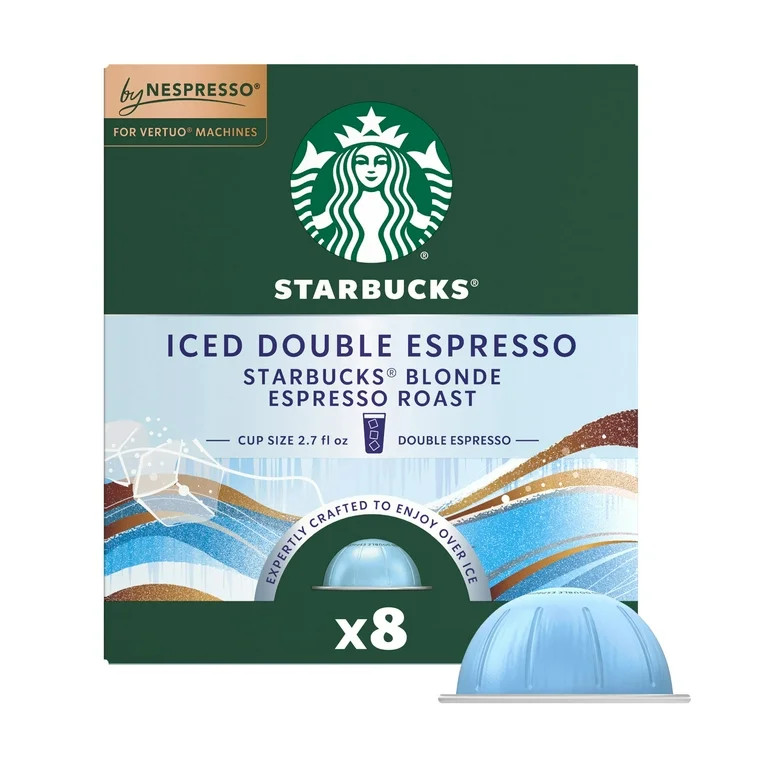 Starbucks by Nespresso Vertuo, Iced Double Espresso Starbucks Blonde Espresso Roast, 8 Pods | Walmart (US)