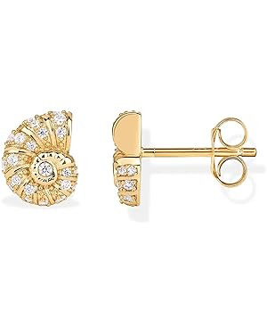 PAVOI 14K Gold Plated Sterling Silver Posts Seashell Statement Earrings for Women | Cubic Zirconi... | Amazon (US)