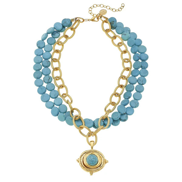 Turquoise Cab Multi-Strand Turquoise Necklace | Susan Shaw