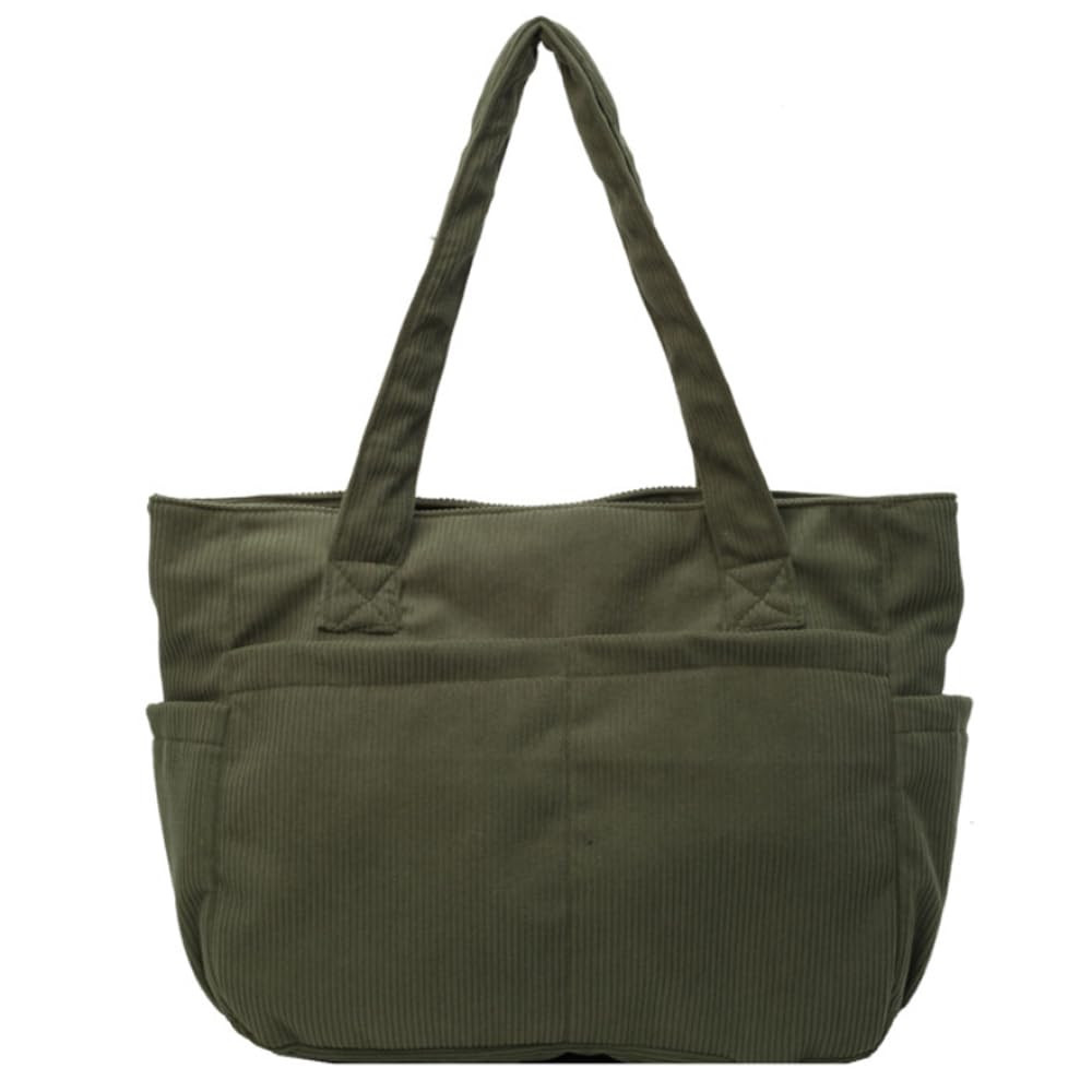 Corduroy Shoulder Tote Bag for Women, Lightweight Handbag with Multiple Pockets & Zipper Closure,... | Amazon (US)