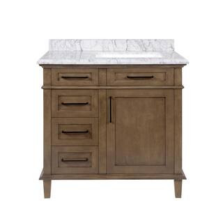 Home Decorators Collection Sonoma 36 in. W x 22 in. D Bath Vanity in Almond Latte with Carrara Ma... | The Home Depot