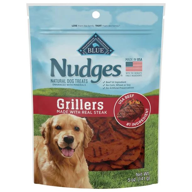 Blue Buffalo Nudges Grillers Natural Dog Treats, Steak, 5oz Bag | Walmart (US)