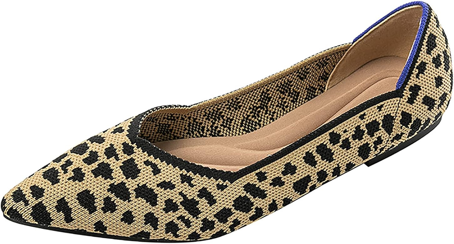 Women's Classical Pointed Toe Ballet Flat Shoes Knit Flats Slip On Lightweight Comfortable Casual Fo | Amazon (US)