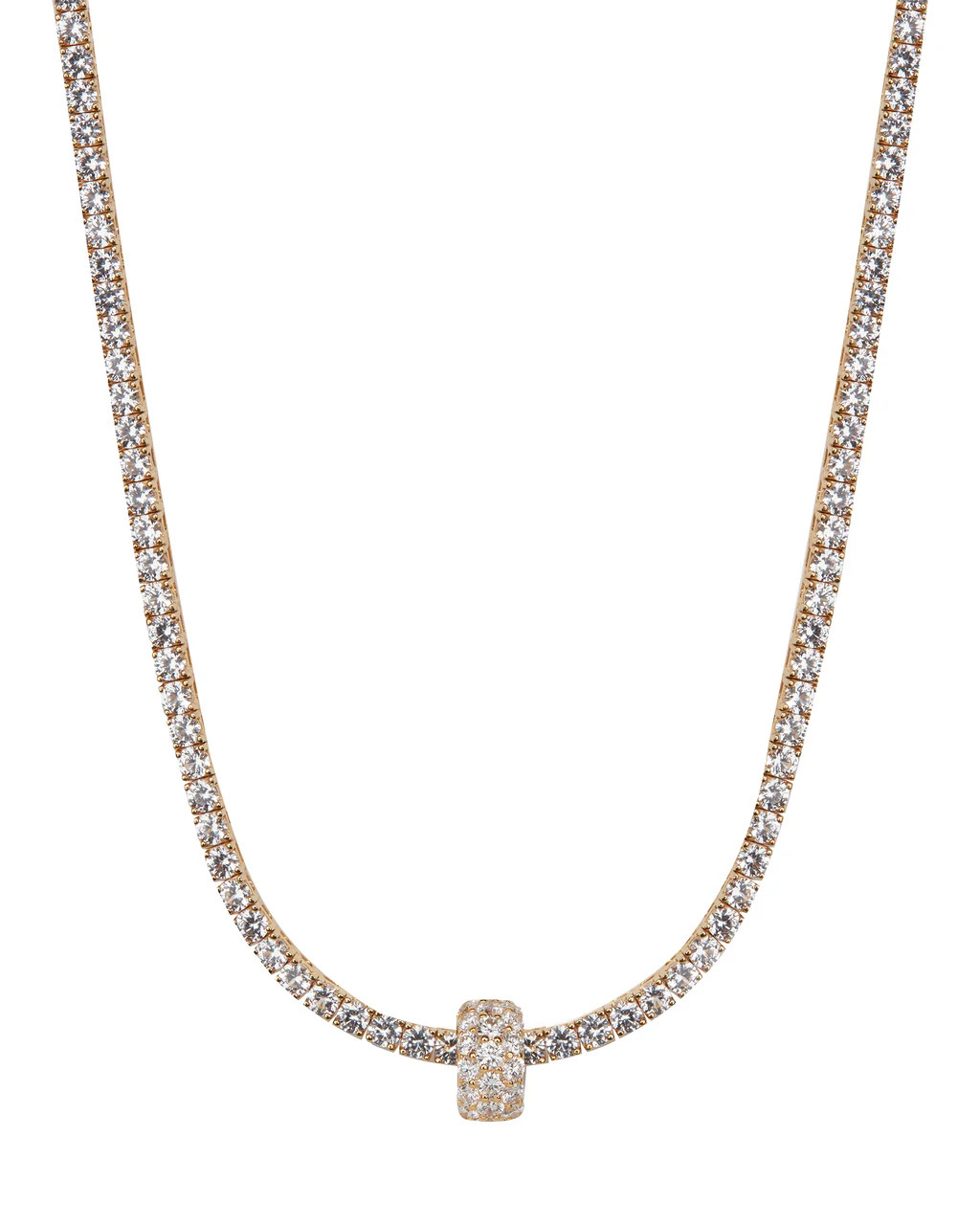 THREE-ROW RIVIÈRE PENDANT, LAB WHITE SAPPHIRE, GOLD | Dorsey
