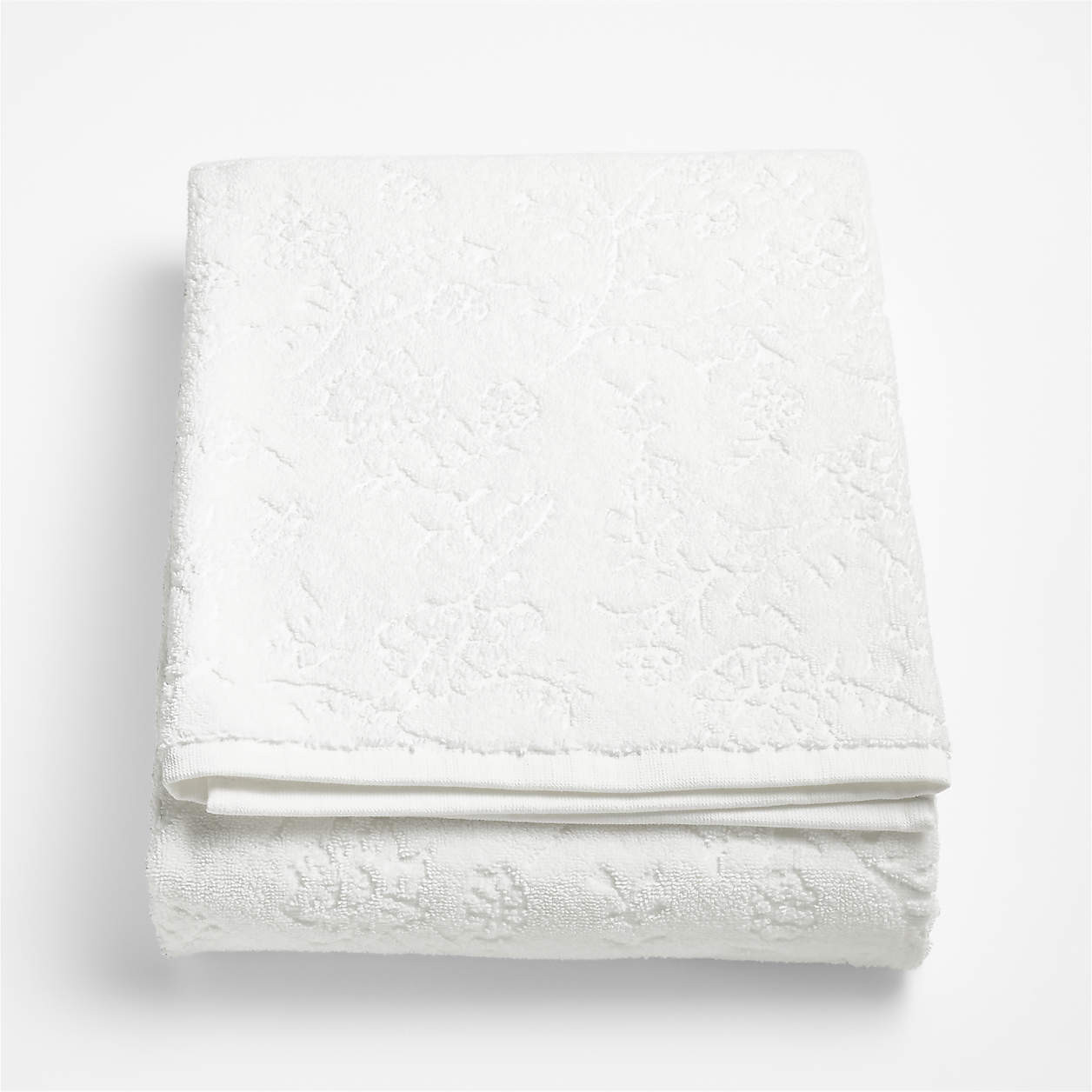 Floral Jaquard Organic Cotton Crisp White Bath Sheet | Crate & Barrel | Crate & Barrel