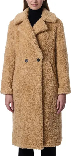 Bernardo Faux Shearling Double Breasted Longline Coat | Nordstrom | Nordstrom