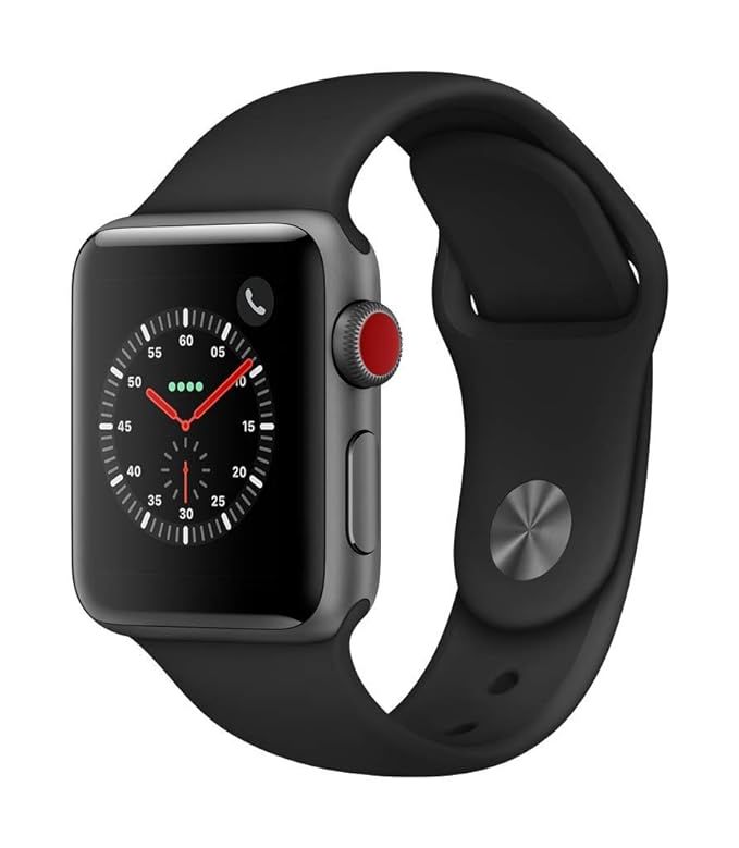 Apple Watch Series 3 (GPS + Cellular, 38mm) - Space Gray Aluminium Case with Black Sport Band | Amazon (US)