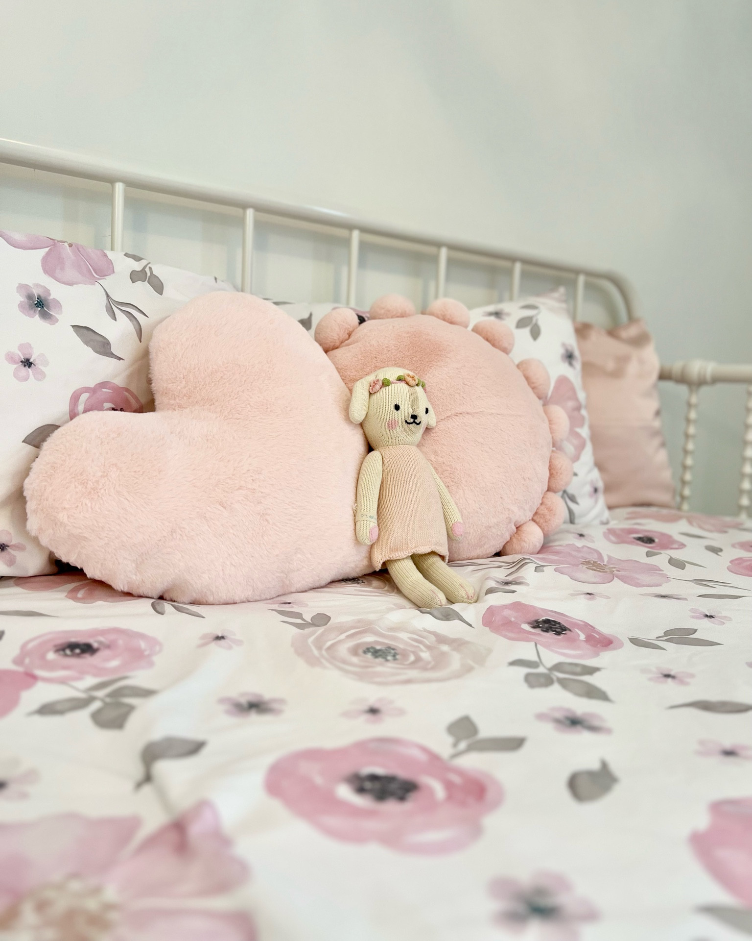 little girls room, blush pink bedroom, pink heart pillow, big girl bedroom, jenny lind daybed, floral bedding 

#LTKunder50 #LTKkids #LTKhome