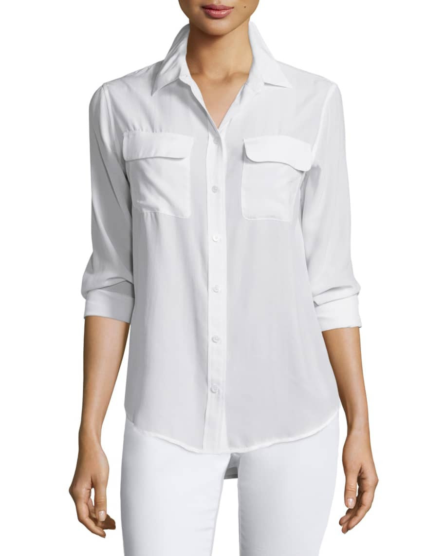 Equipment Slim Signature Long-Sleeve Silk Shirt | Neiman Marcus