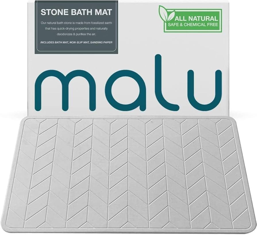 malu Diatomaceous Earth Bath Mat - Fast-Drying Water-Absorbent Stone Wide 23.6 X 15.4 inches Non-... | Amazon (US)