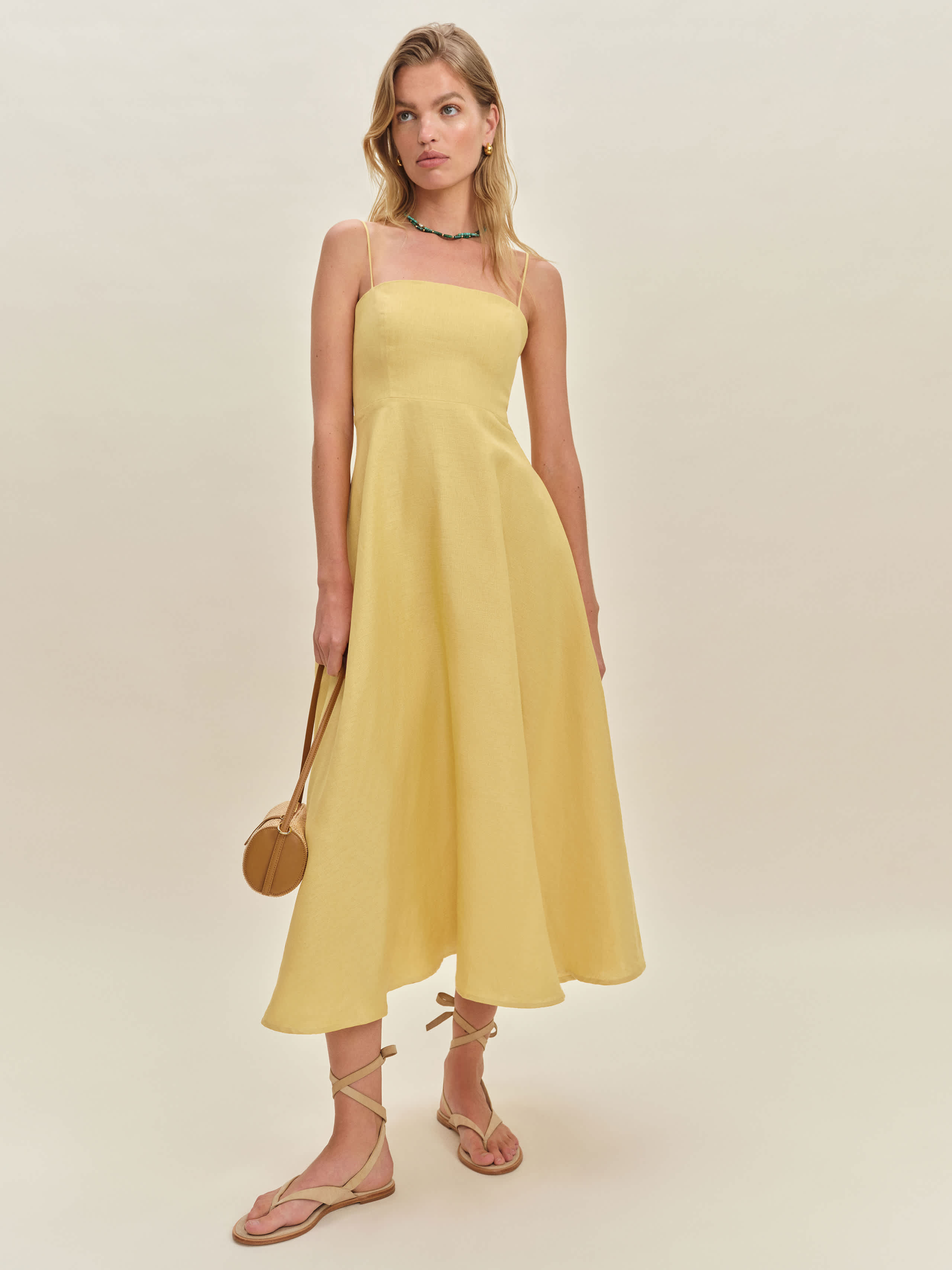 Reformation Monette Linen Dress Yellow 0 | Reformation (Global)