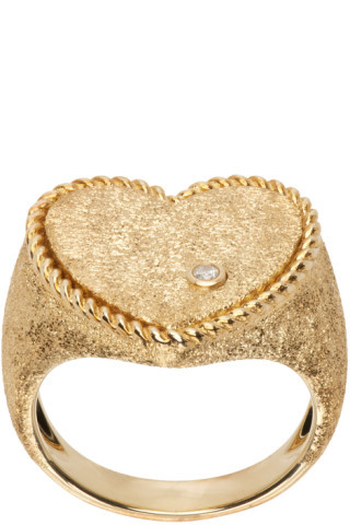 Gold Cœur Pailletée Ring | SSENSE