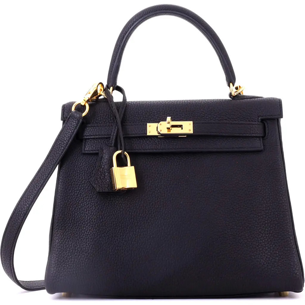 Pre-Owned Hermes Kelly Handbag Black Togo with Gold Hardware 25 in Noir at Nordstrom, Size X-Small | Nordstrom