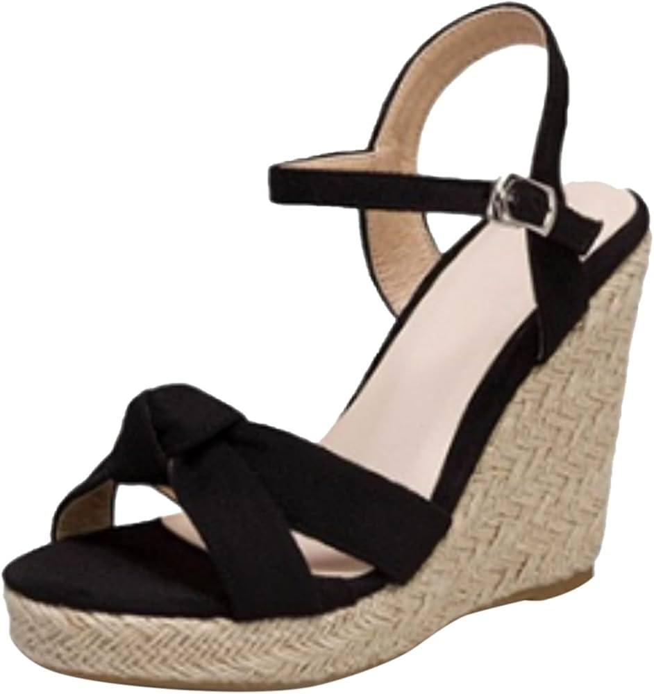 Solid Color Suede Platform Sandals for Women Hot Ladies Crisscross Band Wedges High Heel Shoes Bu... | Amazon (US)