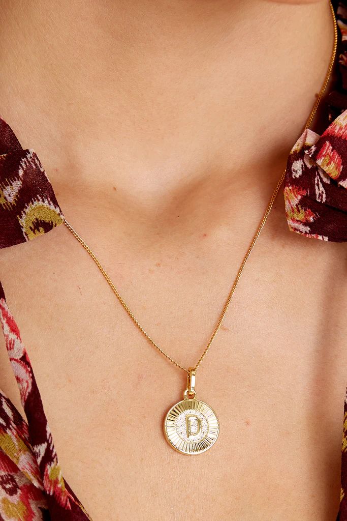 Initial D Gold Medallion Necklace | Red Dress 