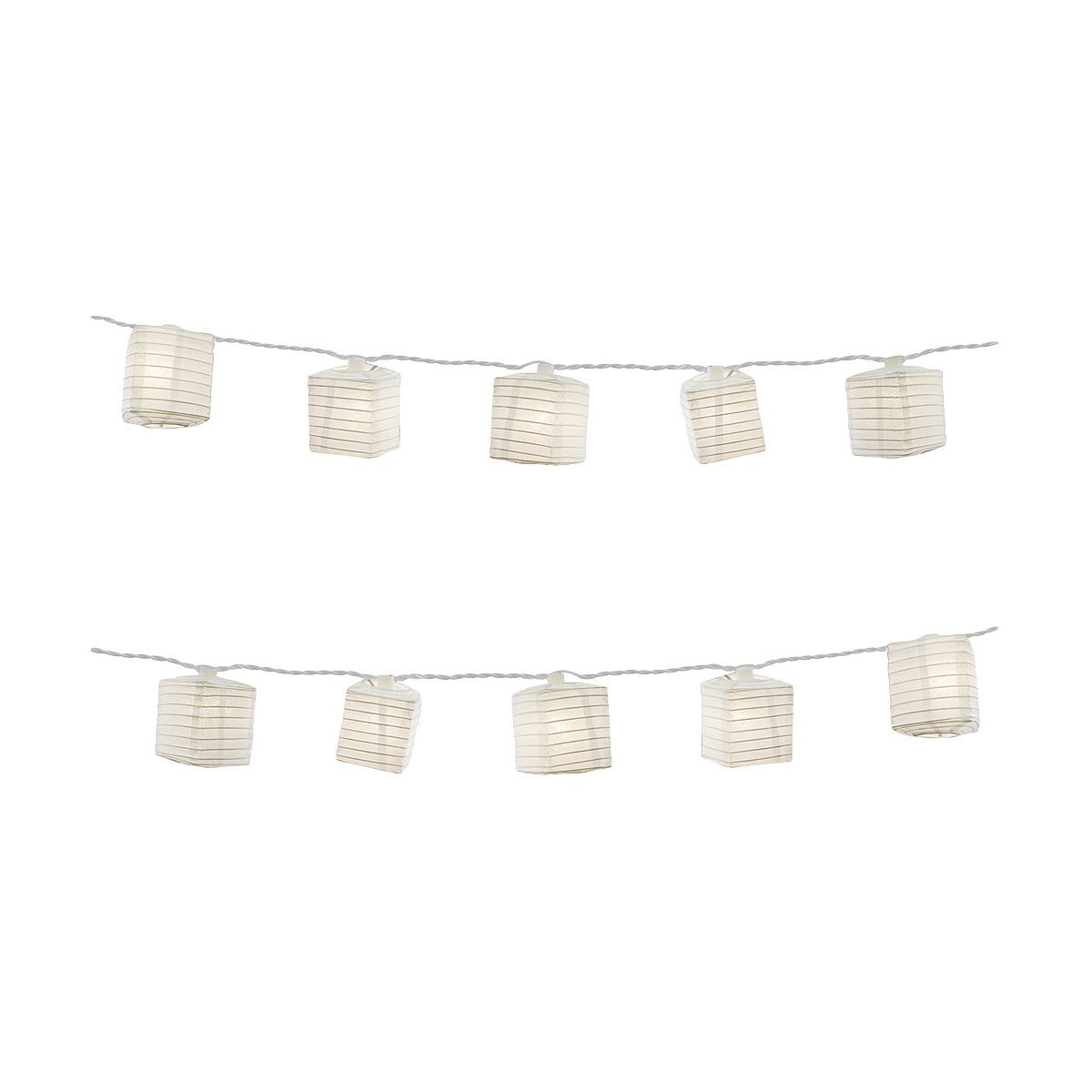 10ct 2.5"x7' Square Electric String Lights with Nylon LED Lanterns White | Target