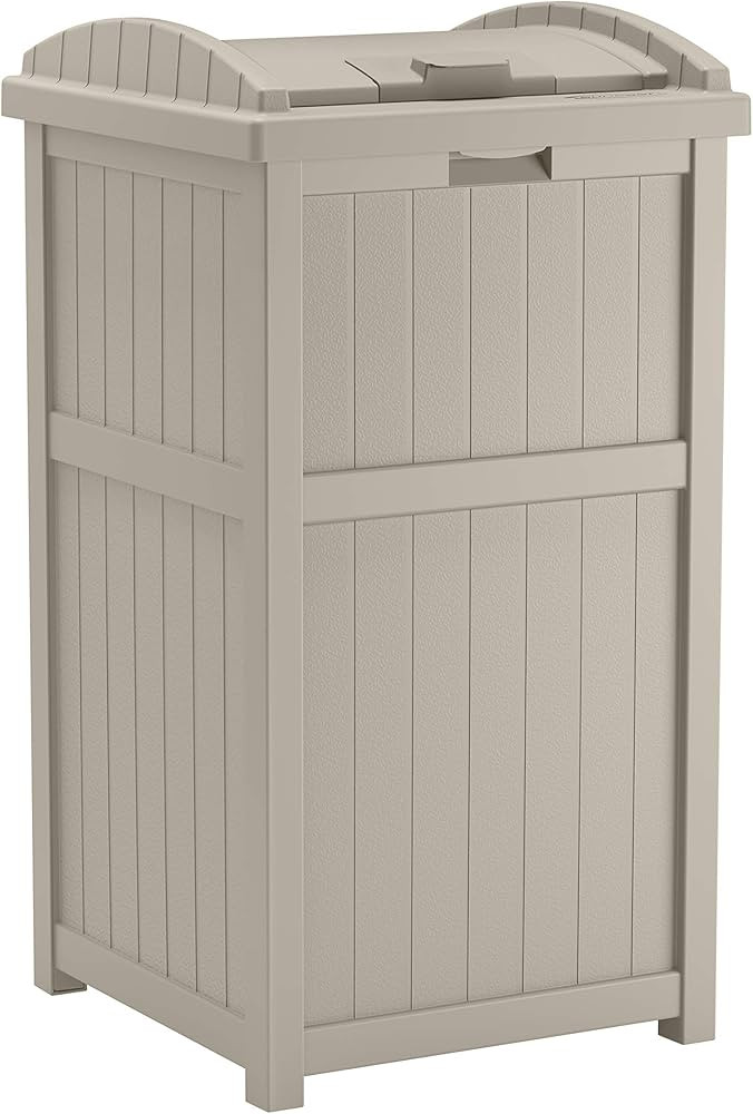 Suncast 33 Gallon Hideaway Trash Can for Patio - Resin Outdoor Trash with Lid - Use in Backyard, ... | Amazon (US)