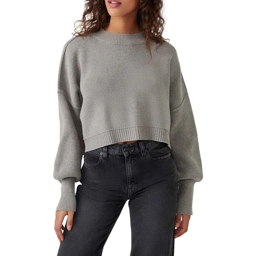 Free People Easy Street Crop Pullover in Heather Grey at Nordstrom Rack, Size Medium | Nordstrom Rack