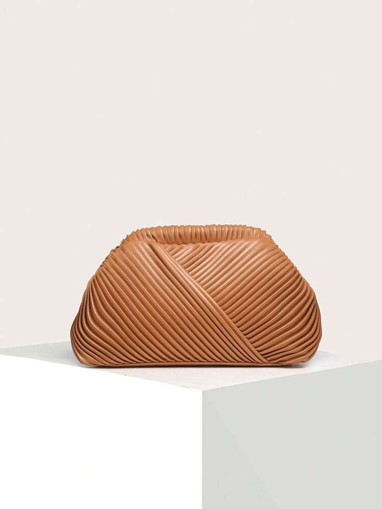 TrendsCloud Shaped Clasp Pleated Clutch Bag | SHEIN