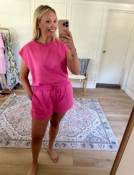 Comfy athletic romper with a sweater like material. It’s open in the back and I’m wearing a large. Travel outfit, loungewear, summer outfit 

#LTKStyleTip #LTKSeasonal #LTKMidsize