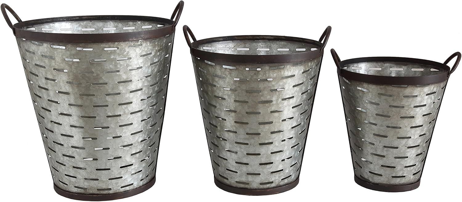 Creative Co-Op Iron Olive Buckets with Handles (Set of 3 Sizes) | Amazon (US)