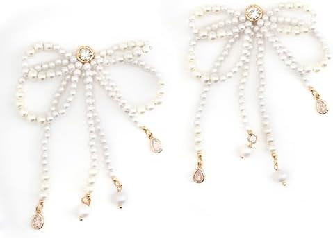 Double Lovely and Elegant Bow-Shaped Earrings in Silver Tone Brass - Choice of Colors | Amazon (US)