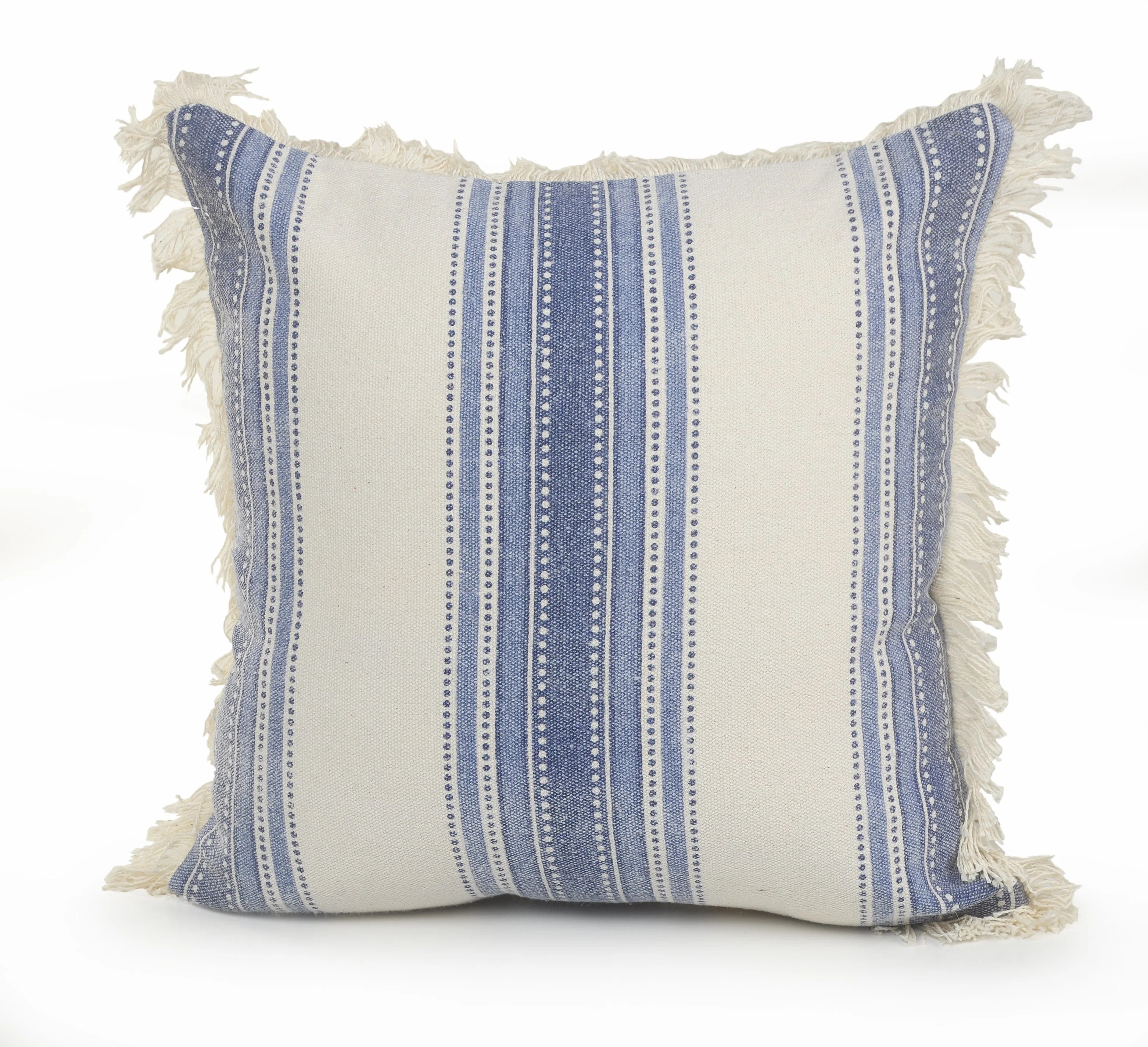 LR Home Coastal Striped Navy / Blue / Ivory 18" X 18" Throw Pillow | Walmart (US)
