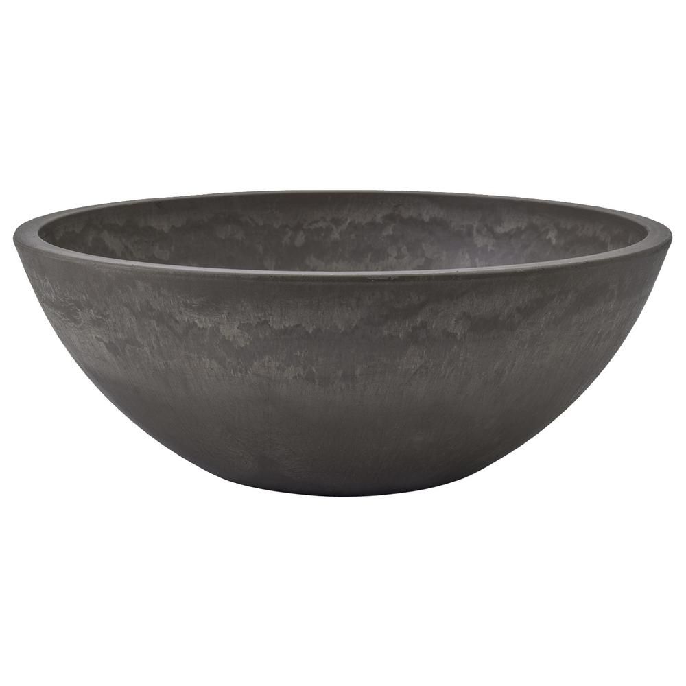 Arcadia Garden Products Garden Bowl 10 in. x 3 in. Dark Charcoal Composite PSW Pot | The Home Depot