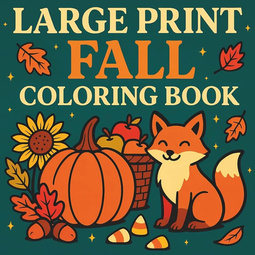 Large Print Fall Coloring Book: Bold, Simple and Relaxing Designs for Adults and Teens | Amazon (US)