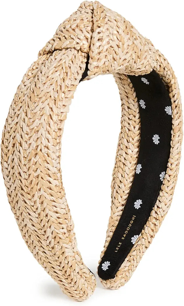 Lele Sadoughi Women's Raffia Knotted Headband, Natural, Tan, One Size | Amazon (US)