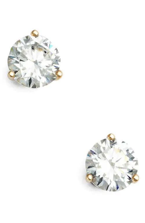 Nordstrom Cubic Zirconia Stud Earrings - 2ct. in Clear- Gold Round at Nordstrom | Nordstrom