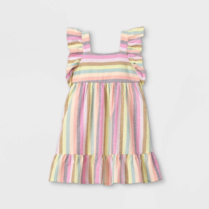 Toddler Girls' Striped Ruffle Sleeve Dress - Cat & Jack™ | Target