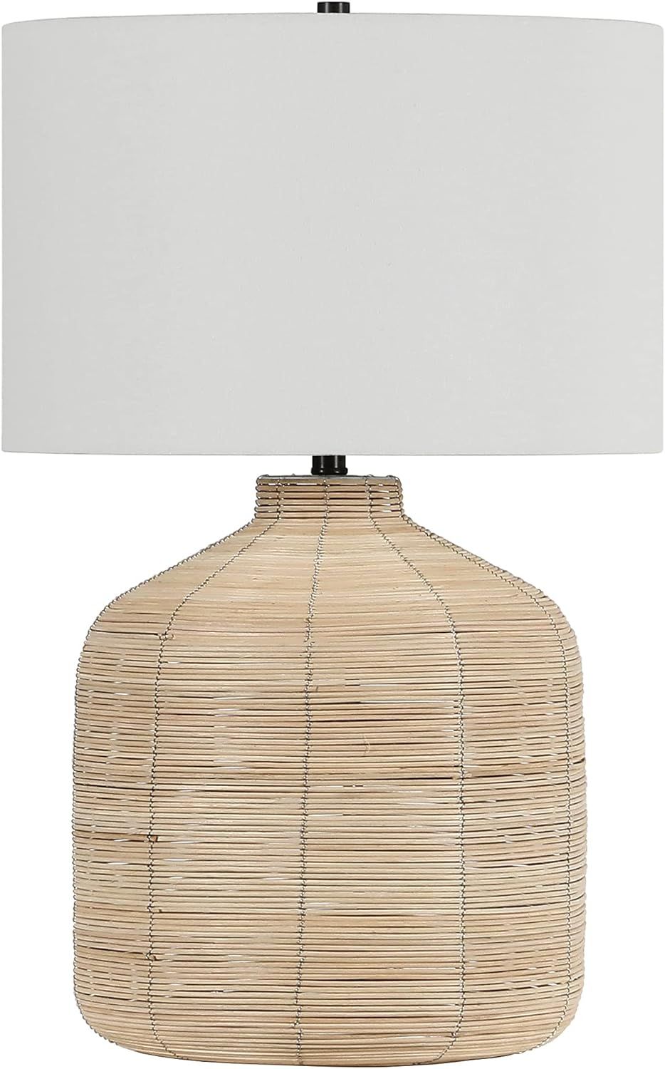 Henn&Hart Modern Oversized Rattan Table Lamp with Brass Accents in Rattan/Blackened Steel, 26" (T... | Amazon (US)