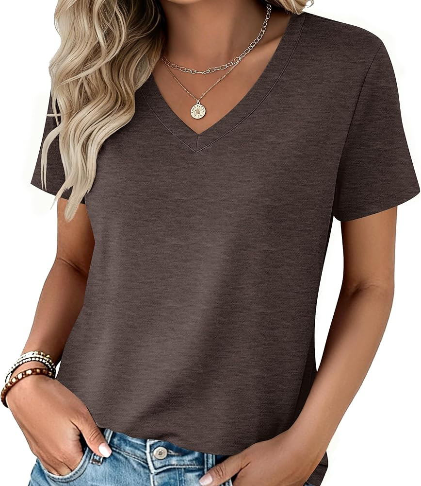 Zeagoo Womens Tops Summer Casual Short Sleeve Tshirts Business Basic Spring V-Neck Shirts Outfits... | Amazon (US)