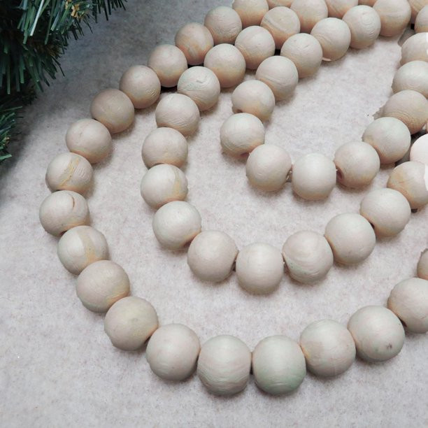 Holiday Time Natural Wood Bead Garland, 6' - Walmart.com | Walmart (US)