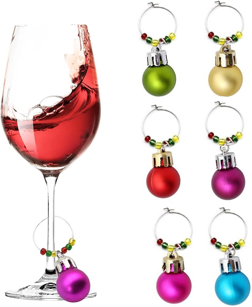 Christmas Wine Glass Charms Set -2024 Christmas Glass Markers Champagne Cocktail Drink Ring Marke... | Amazon (US)