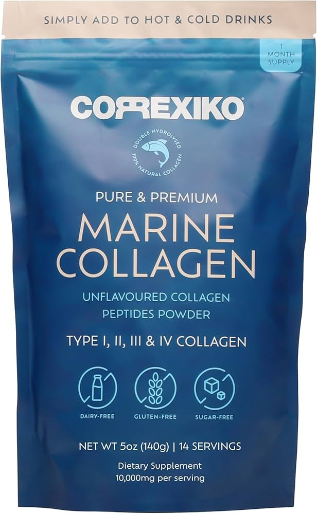 CORREXIKO Marine Collagen Powder Supplement Unflavored - 10,000mg Double Hydrolyzed Collagen Pept... | Amazon (US)